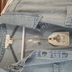 Easel Jean Washed Denim Dress Small